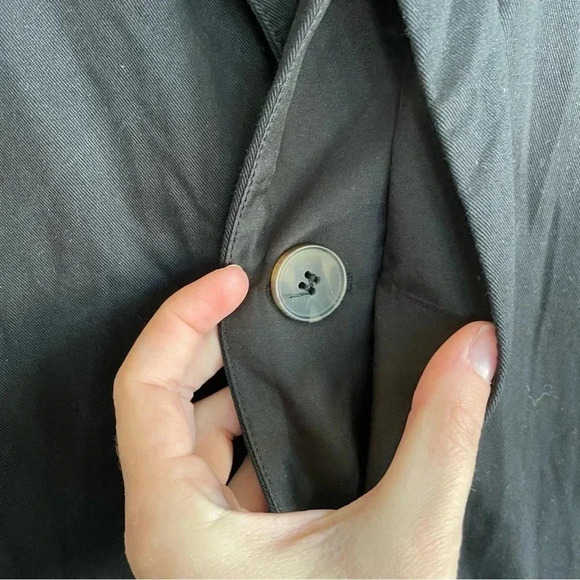 OAK + FORT Black Trench Coat Button Down Jacket Oversized Cotton Blend - Picture 3 of 8